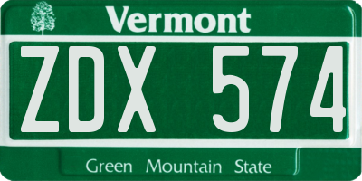 VT license plate ZDX574