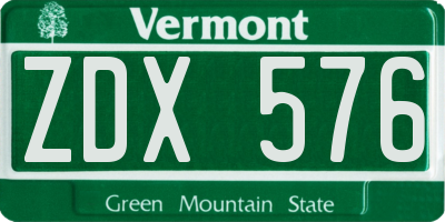 VT license plate ZDX576