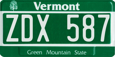 VT license plate ZDX587