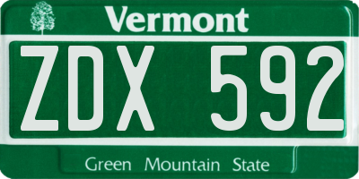 VT license plate ZDX592