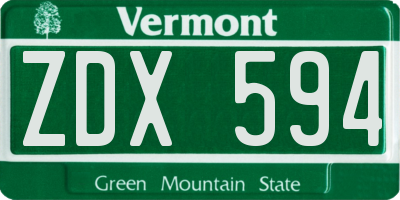 VT license plate ZDX594