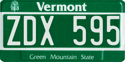 VT license plate ZDX595