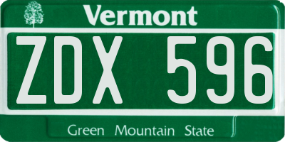 VT license plate ZDX596