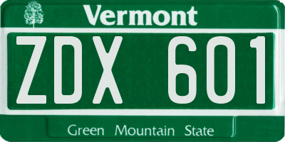 VT license plate ZDX601