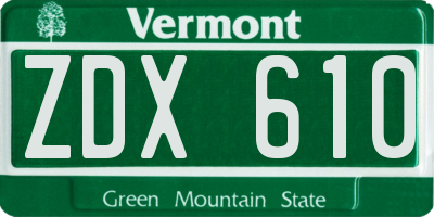 VT license plate ZDX610