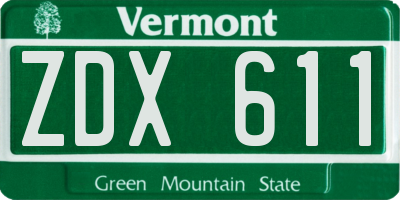 VT license plate ZDX611