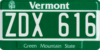 VT license plate ZDX616