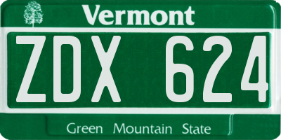 VT license plate ZDX624