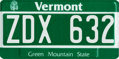 VT license plate ZDX632