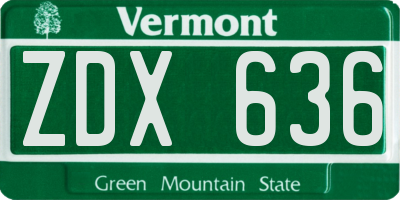 VT license plate ZDX636