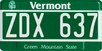 VT license plate ZDX637