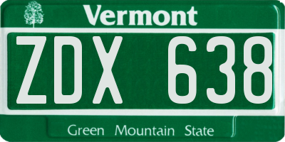VT license plate ZDX638