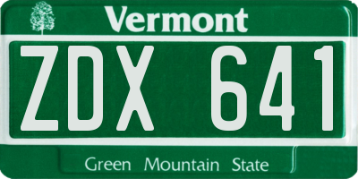 VT license plate ZDX641