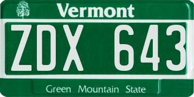 VT license plate ZDX643