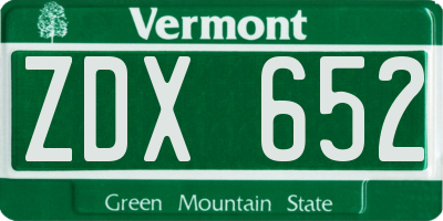 VT license plate ZDX652
