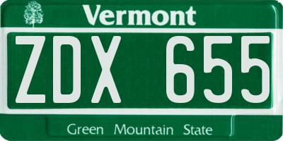 VT license plate ZDX655