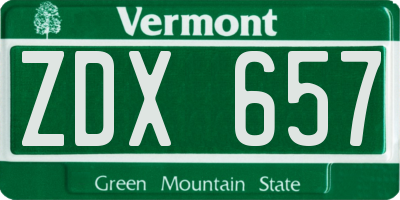 VT license plate ZDX657