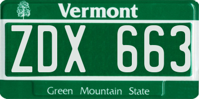 VT license plate ZDX663