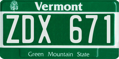 VT license plate ZDX671