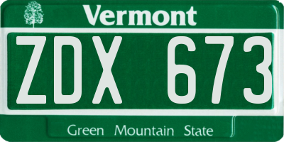 VT license plate ZDX673