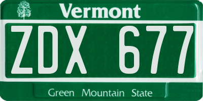 VT license plate ZDX677