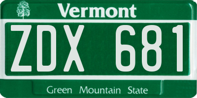 VT license plate ZDX681