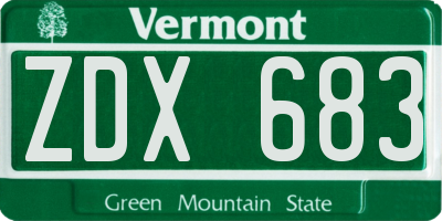 VT license plate ZDX683