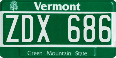 VT license plate ZDX686