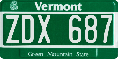 VT license plate ZDX687