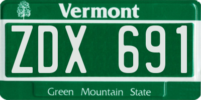 VT license plate ZDX691
