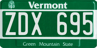 VT license plate ZDX695
