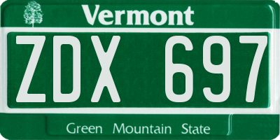 VT license plate ZDX697
