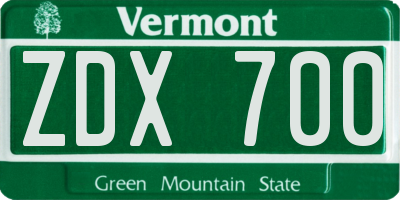 VT license plate ZDX700