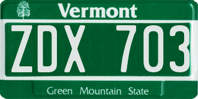 VT license plate ZDX703