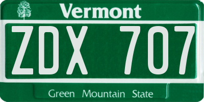 VT license plate ZDX707