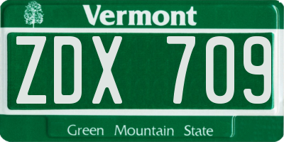 VT license plate ZDX709