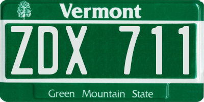 VT license plate ZDX711