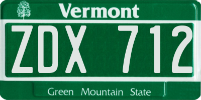 VT license plate ZDX712