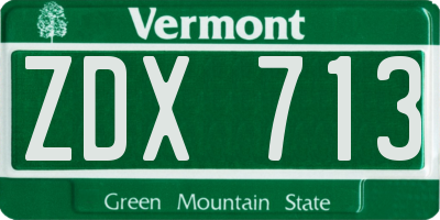 VT license plate ZDX713