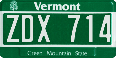 VT license plate ZDX714