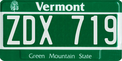 VT license plate ZDX719