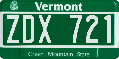 VT license plate ZDX721