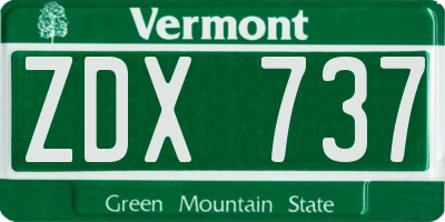 VT license plate ZDX737