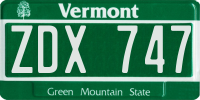 VT license plate ZDX747