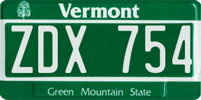 VT license plate ZDX754