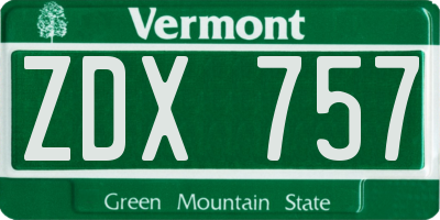 VT license plate ZDX757