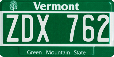 VT license plate ZDX762