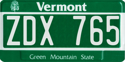 VT license plate ZDX765