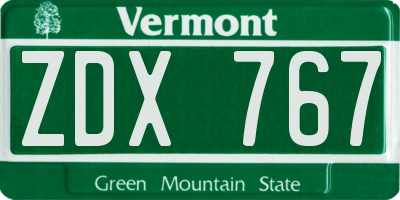 VT license plate ZDX767