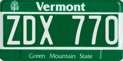 VT license plate ZDX770